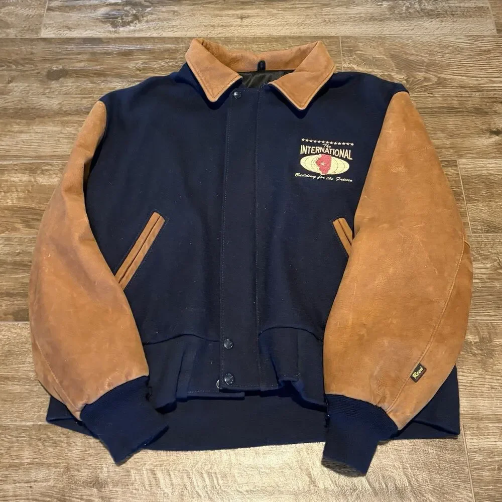 VTG International Livestock Exposition Mens L Wool Bomber Jacket Full Button USA